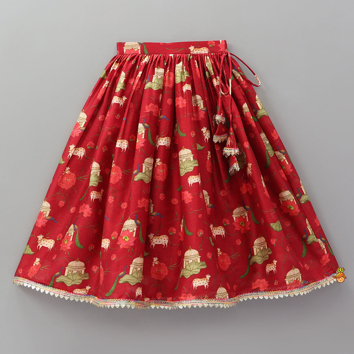 Pre Order: Ethnic Print Halter Neck Crop Top With Flared Lehenga