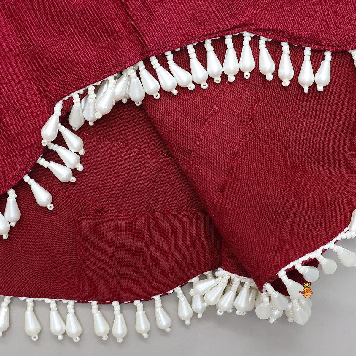 Pre Order: Mysore Silk Beaded Tassel Top And Palazzo Set With Organza Dupatta