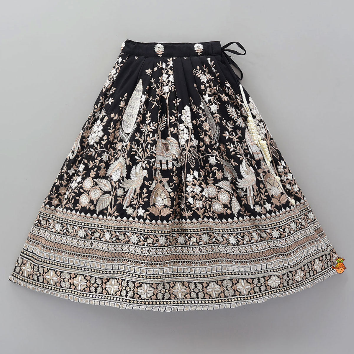 Pre Order: Crop Top And Heavy Thread Embroidered Lehenga With Organza Dupatta