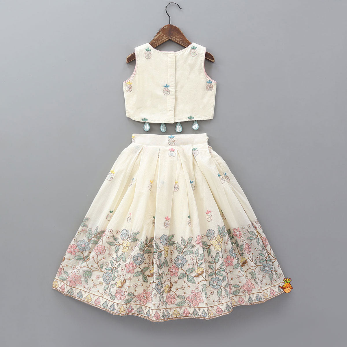 Pre Order: Scalloped Designed Crop Top With Lehenga