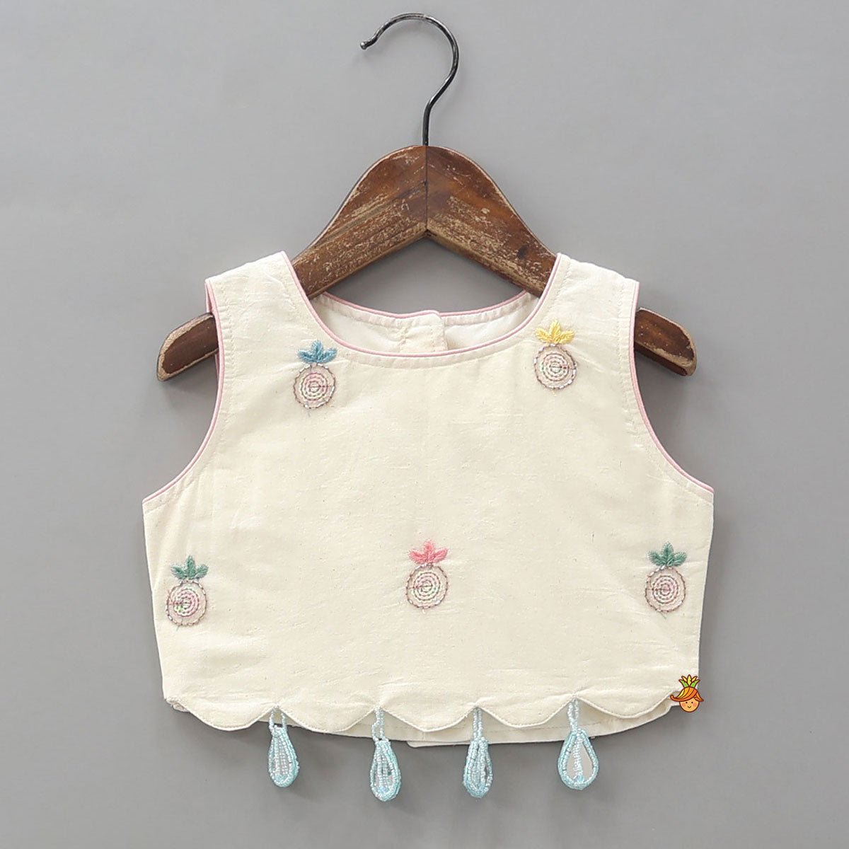 Pre Order: Scalloped Designed Crop Top With Lehenga