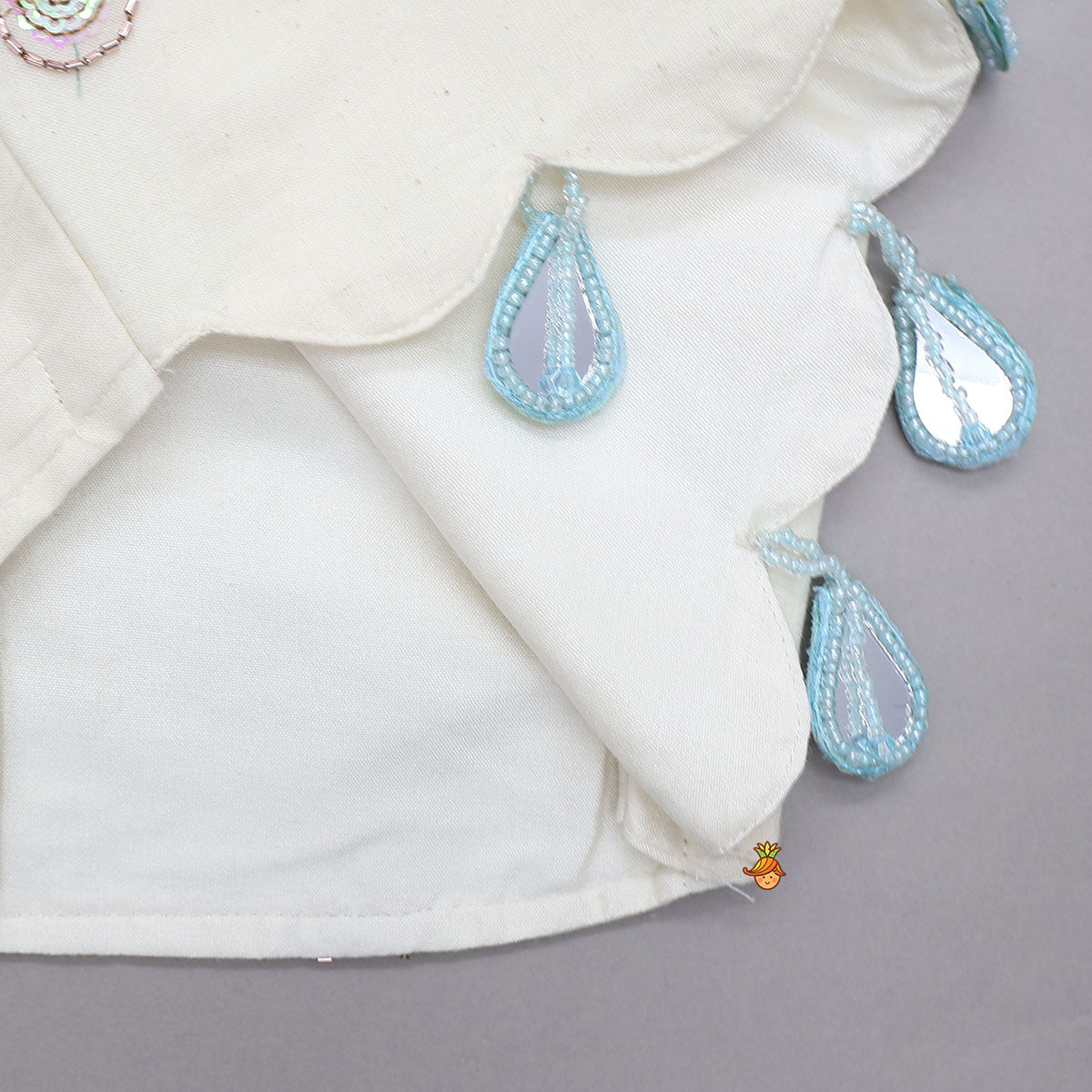 Pre Order: Scalloped Designed Crop Top With Lehenga