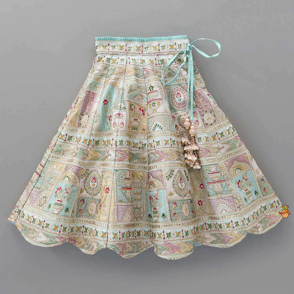 Pre Order: Elegant Zardozi Dori Embroidered Crop Top With Flared Lehenga