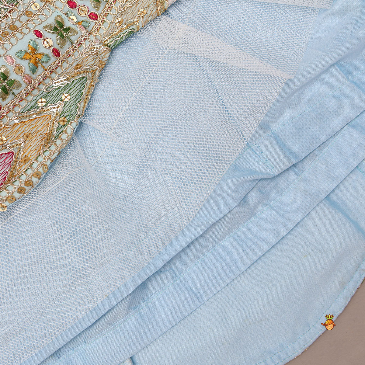 Pre Order: Elegant Zardozi Dori Embroidered Crop Top With Flared Lehenga