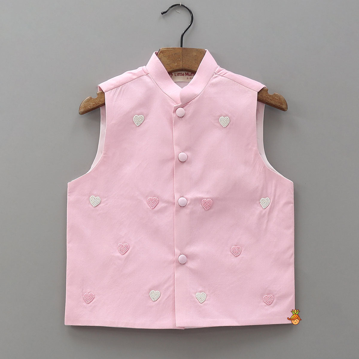 Ethnic Kurta With Heart Motif Embroidered Jacket And Churidar