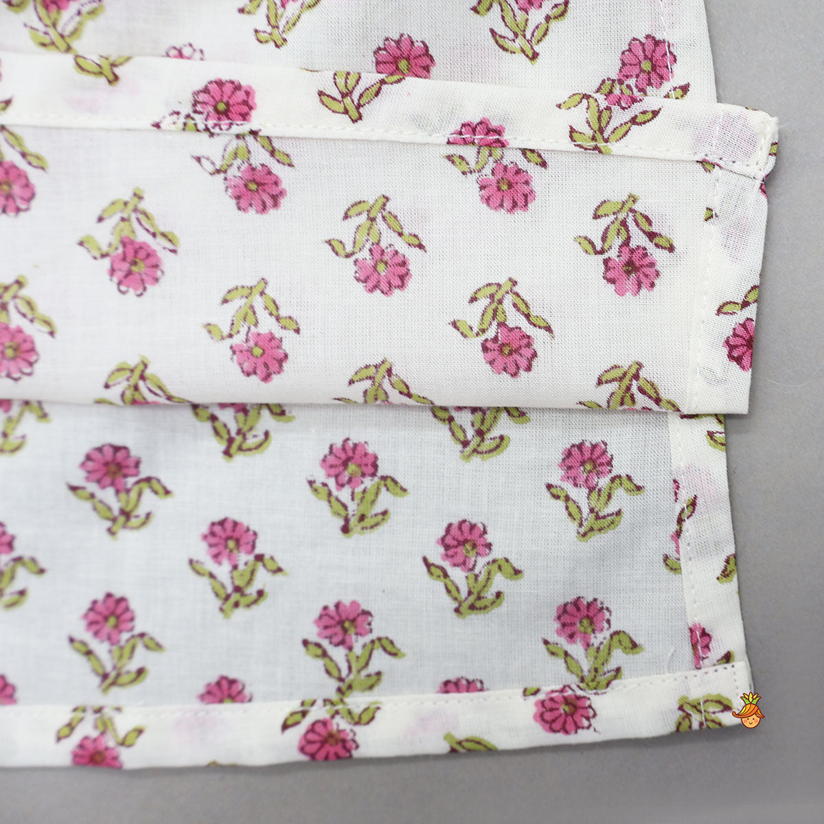 Pre Order: Floral Printed Kurta And Matching Jacket With Lurex Striped Dhoti
