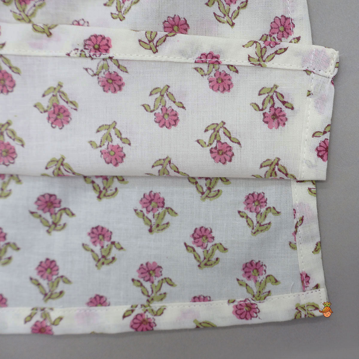 Pre Order: Floral Printed Kurta And Matching Jacket With Lurex Striped Dhoti
