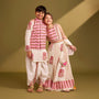 Ethnic Kurta And Chevron Printed Jacket With Matching Dhoti twinning model image 1