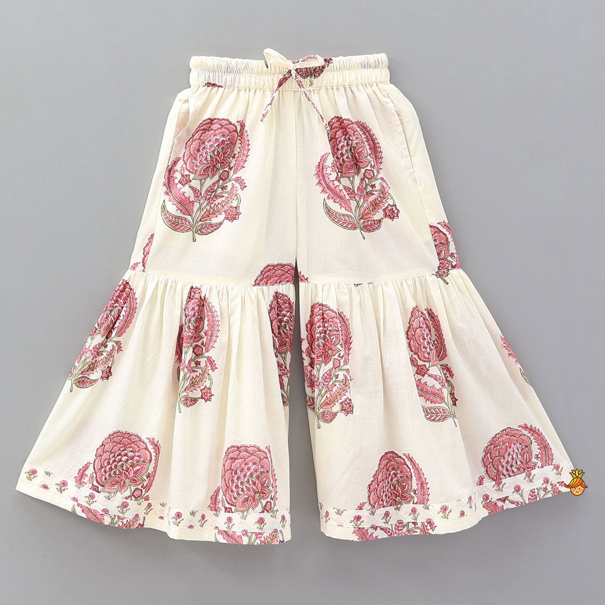 Pre Order: Floral Stylish Kurti And Insert Pocket Sharara With Matching Dupatta