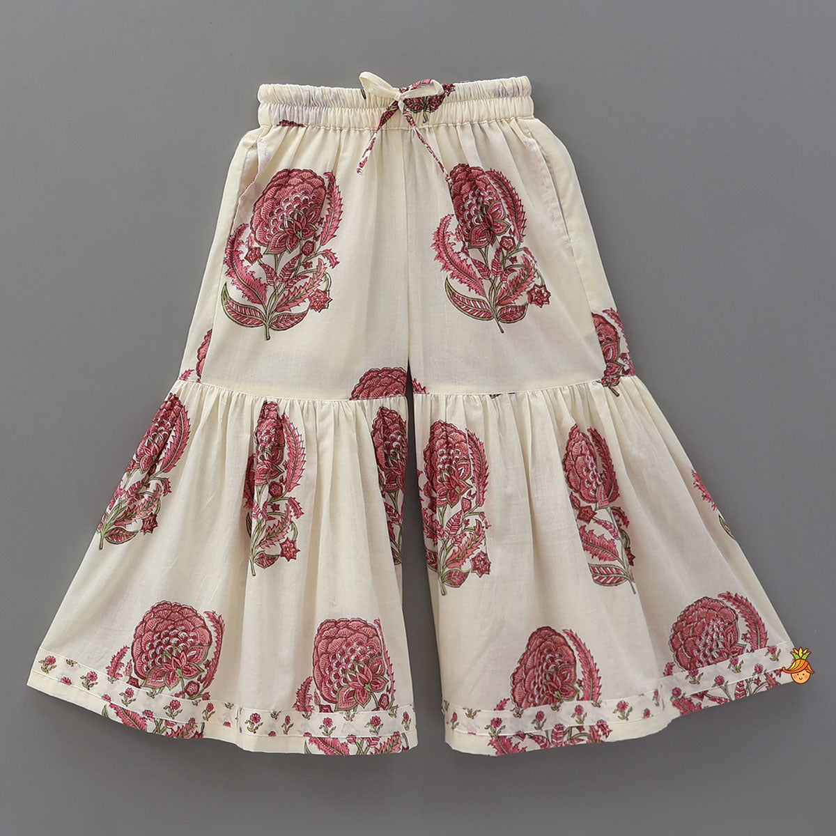 Pre Order: Floral Stylish Kurti And Insert Pocket Sharara With Matching Dupatta