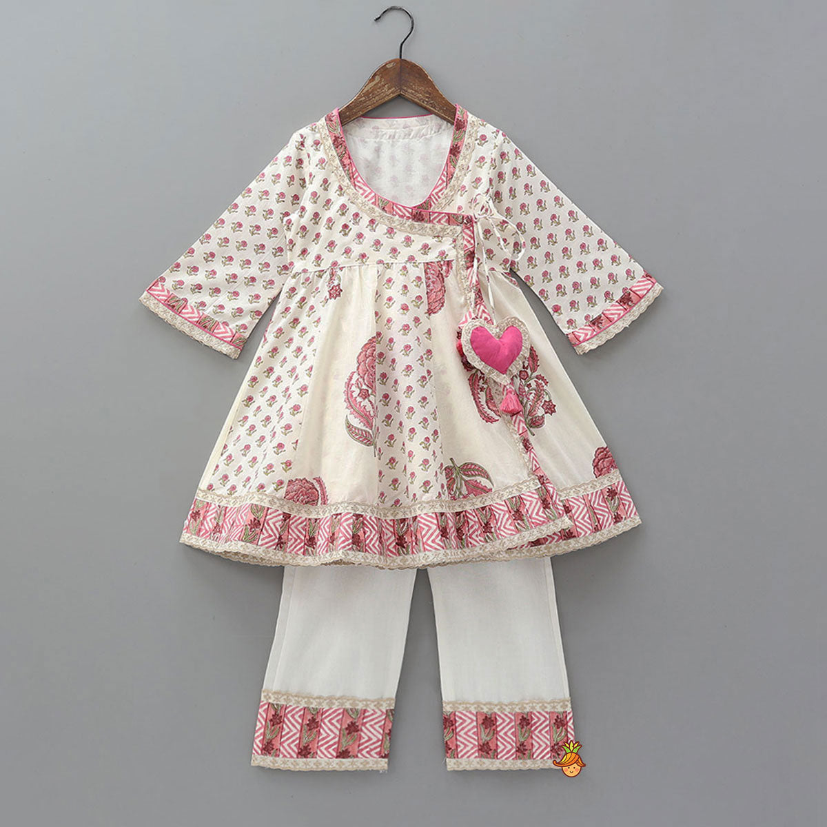 Pre Order: Sweetheart Tassel Detailed Angarkha Kurti And Pant