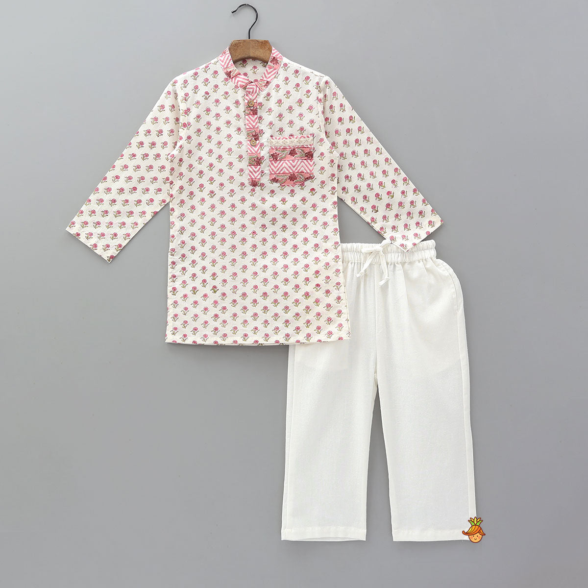 Pre Order: Hand Block Floral Printed Kurta And Pyjama