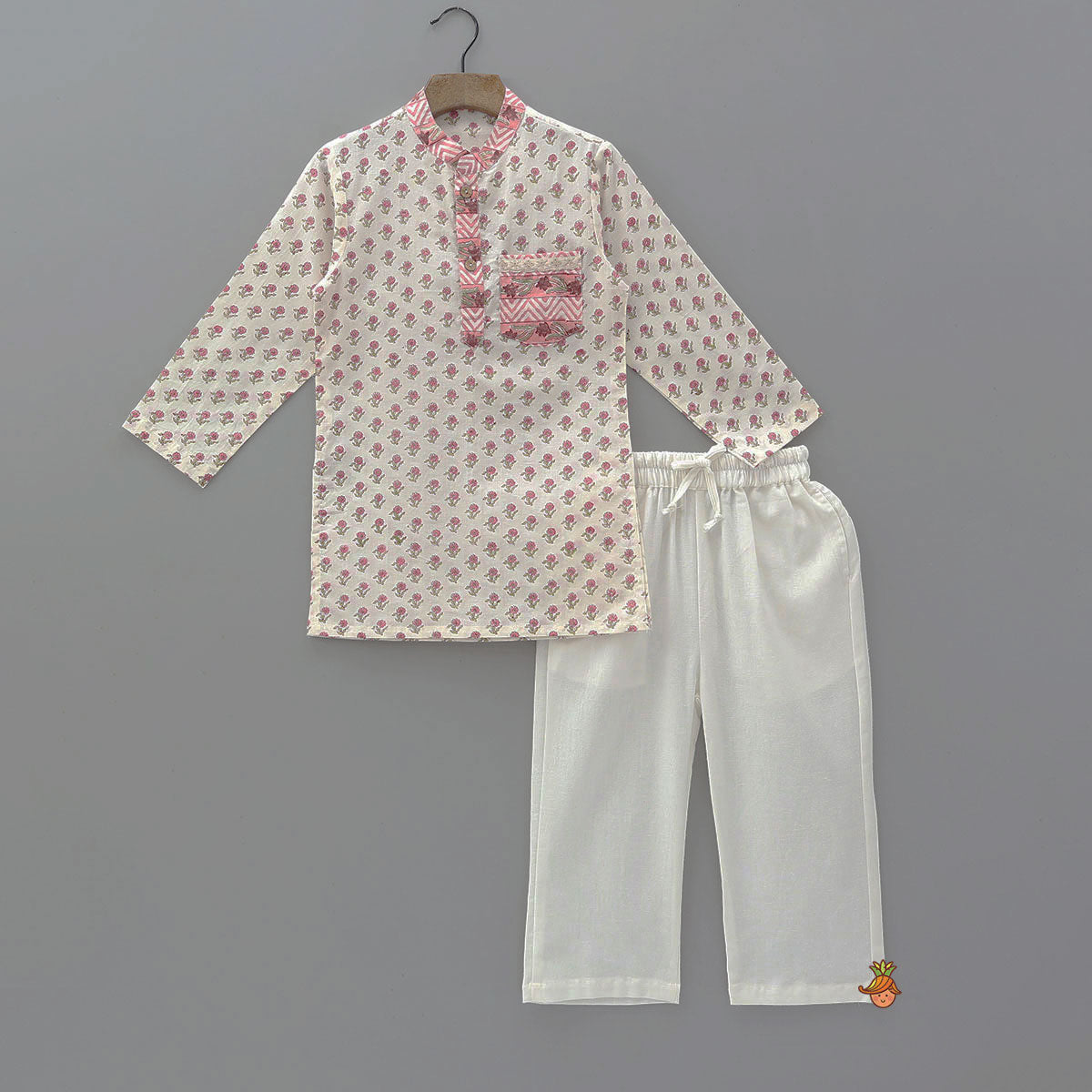Pre Order: Hand Block Floral Printed Kurta And Pyjama