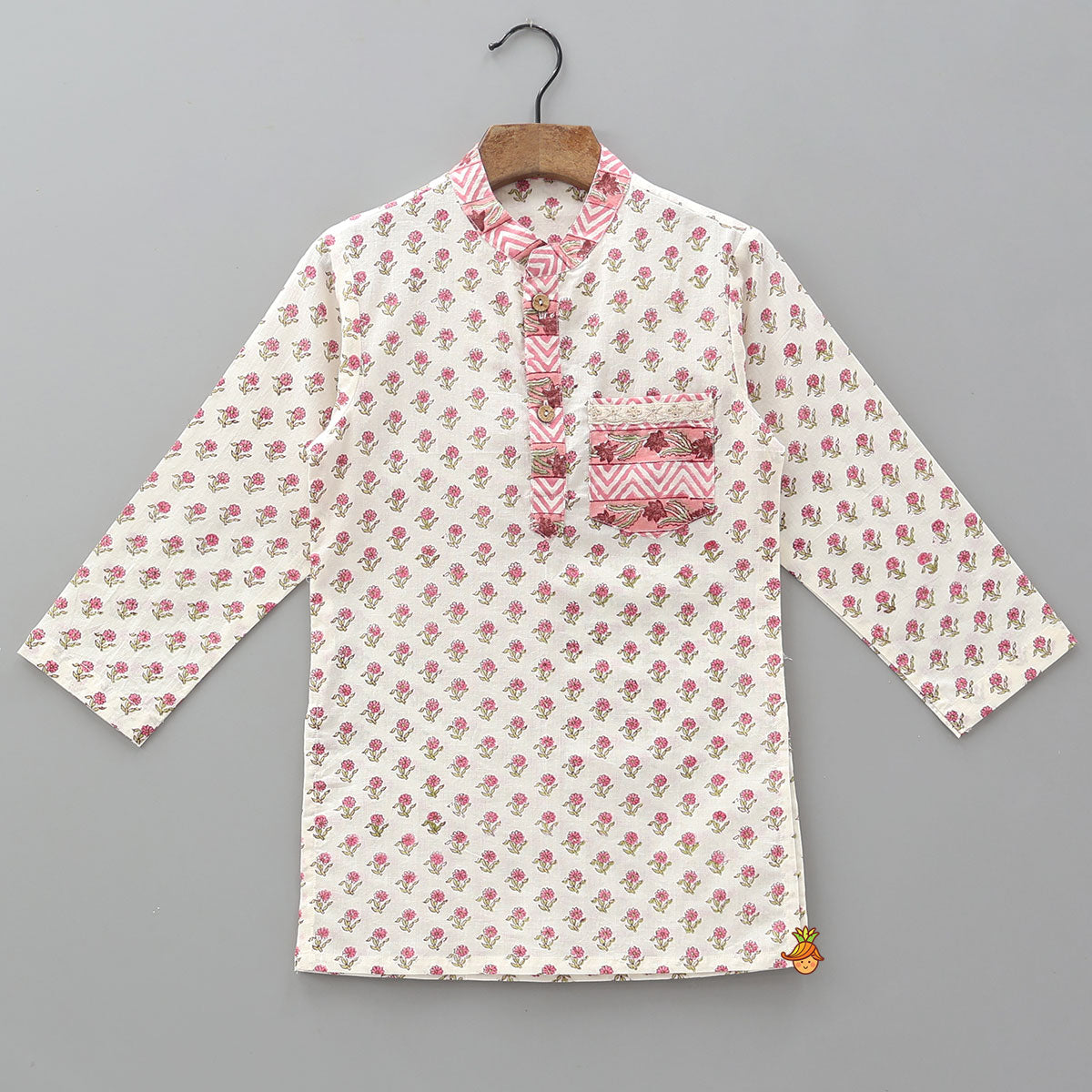 Pre Order: Hand Block Floral Printed Kurta And Pyjama