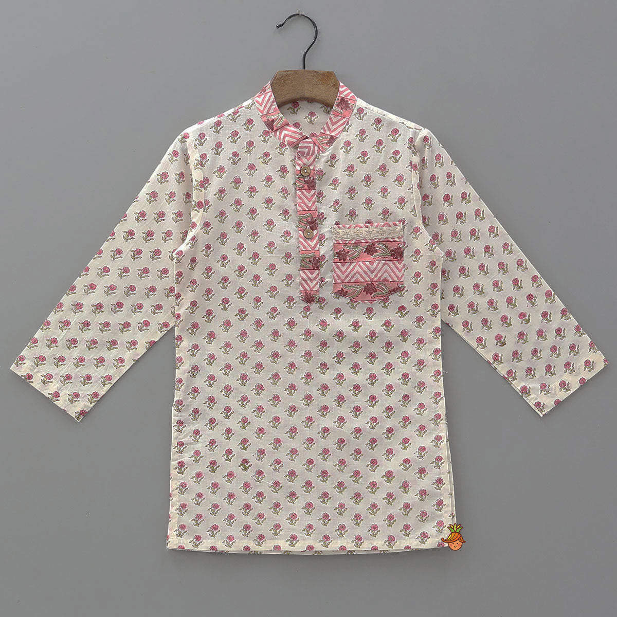 Pre Order: Hand Block Floral Printed Kurta And Pyjama