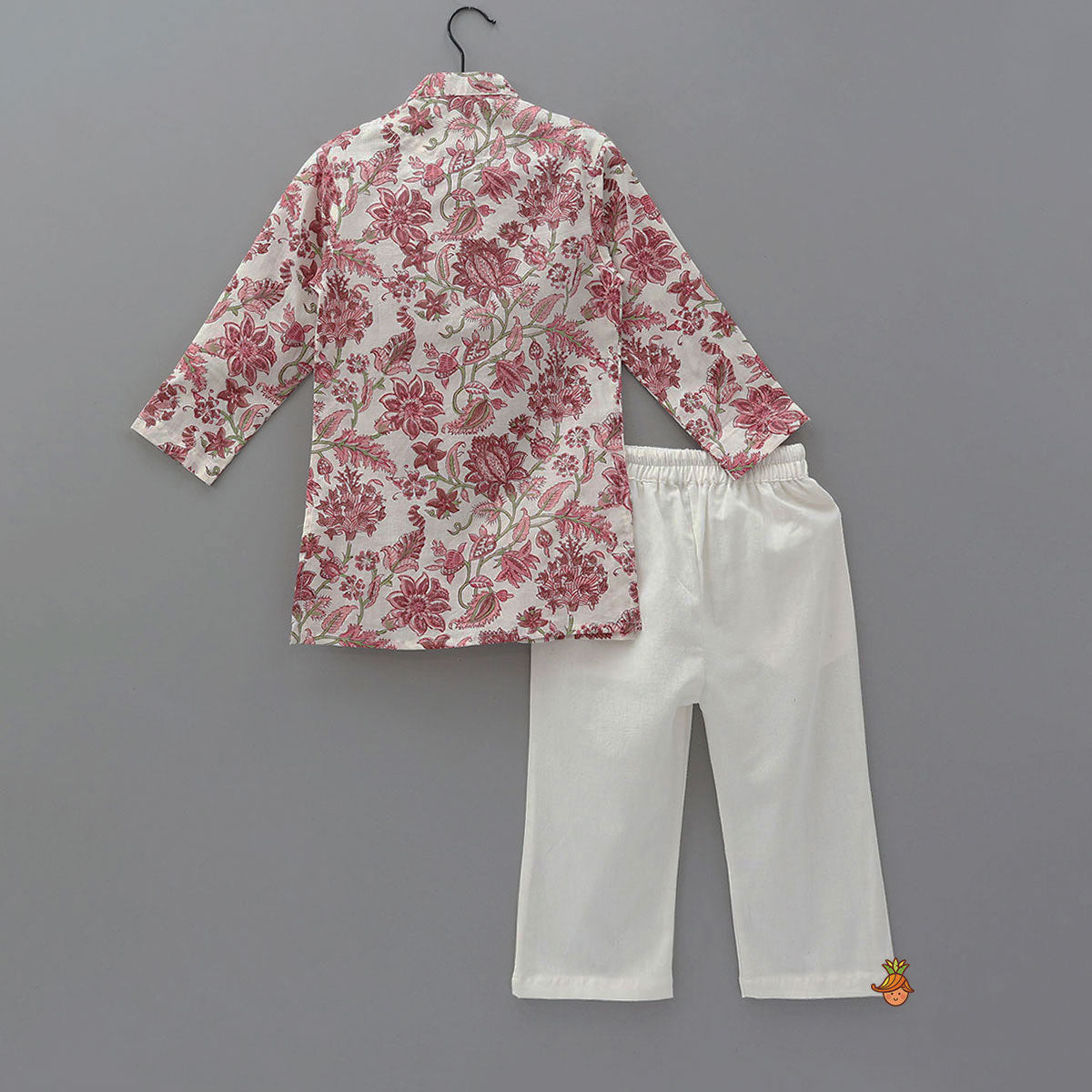 Pre Order: Hand Block Floral Printed Front Open Kurta And Pyjama