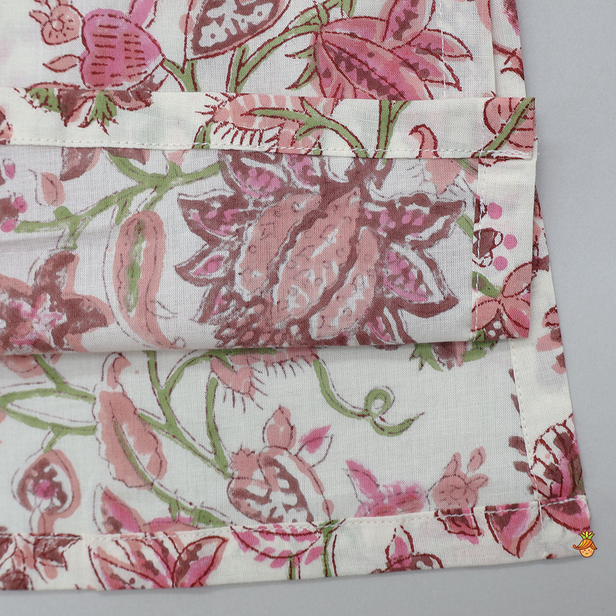 Pre Order: Hand Block Floral Printed Front Open Kurta And Pyjama