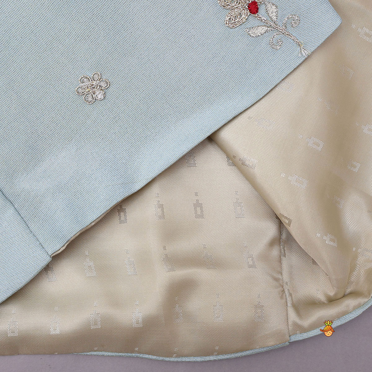 Shimmery Kurta With Open Jacket And Churidar