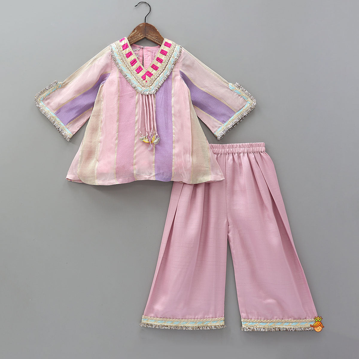 Pre Order: Lace Detailed A-Line Kurta With Farshi Salwar