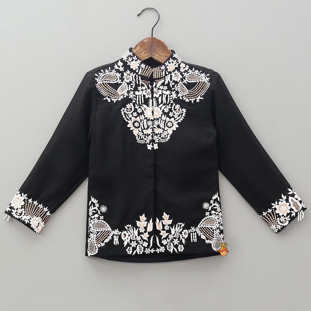 Floral Thread Embroidered Kurti And Flared Palazzo