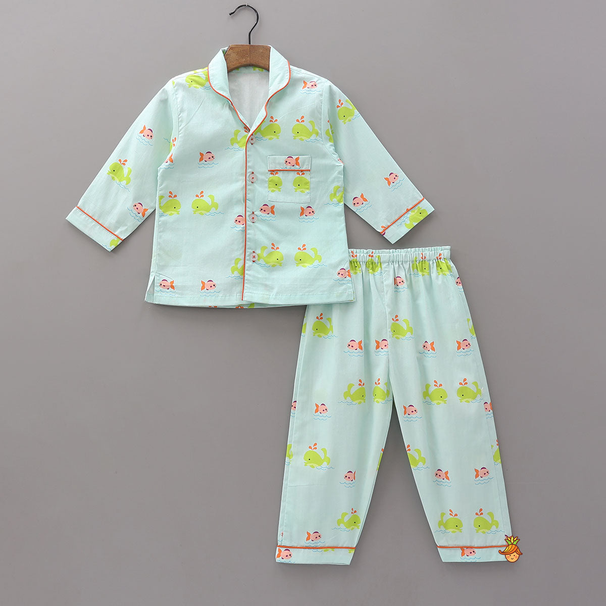Pre Order: Ocean-Themed Printed Cotton Sleepwear