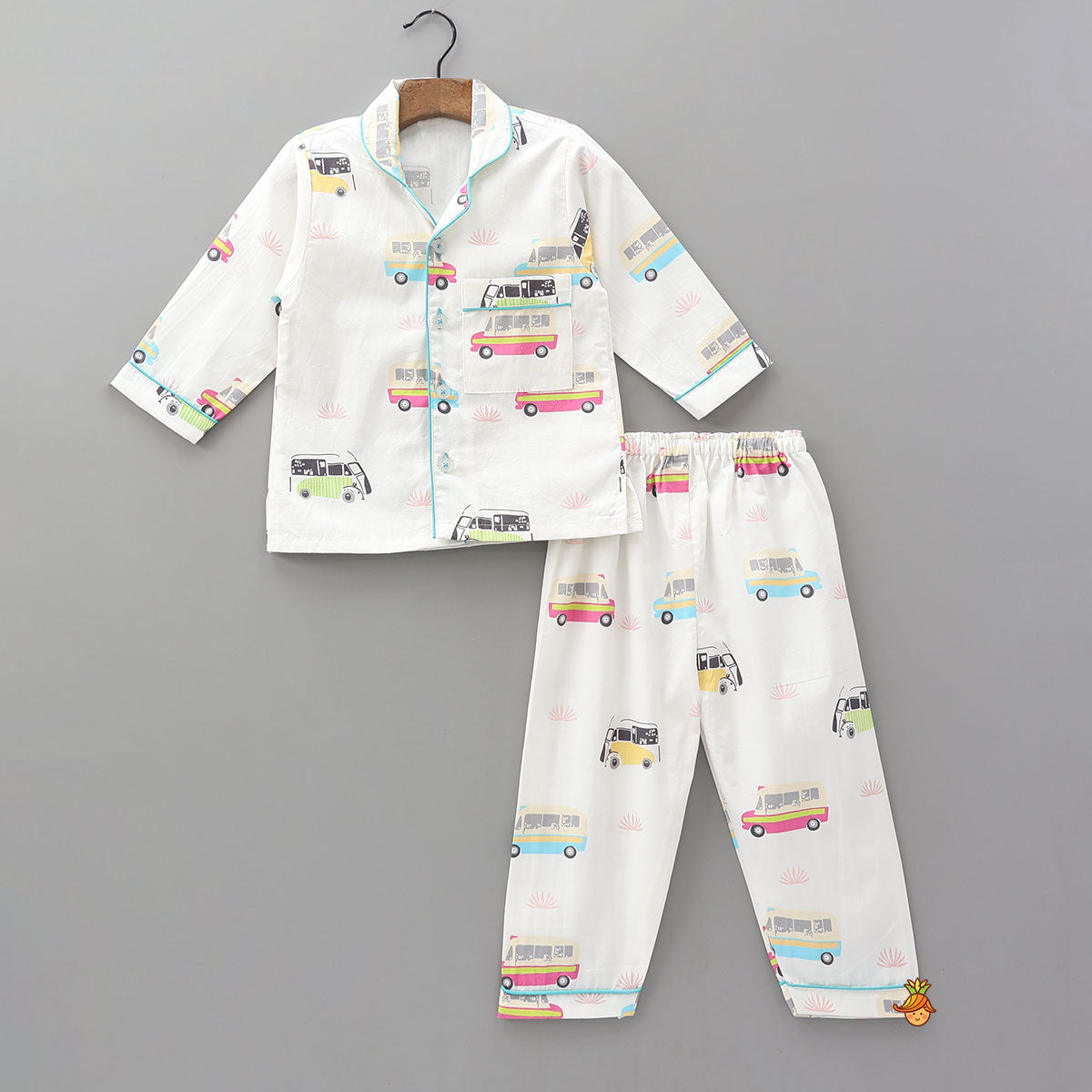 Pre Order: Transport-Themed Printed Cotton Sleepwear