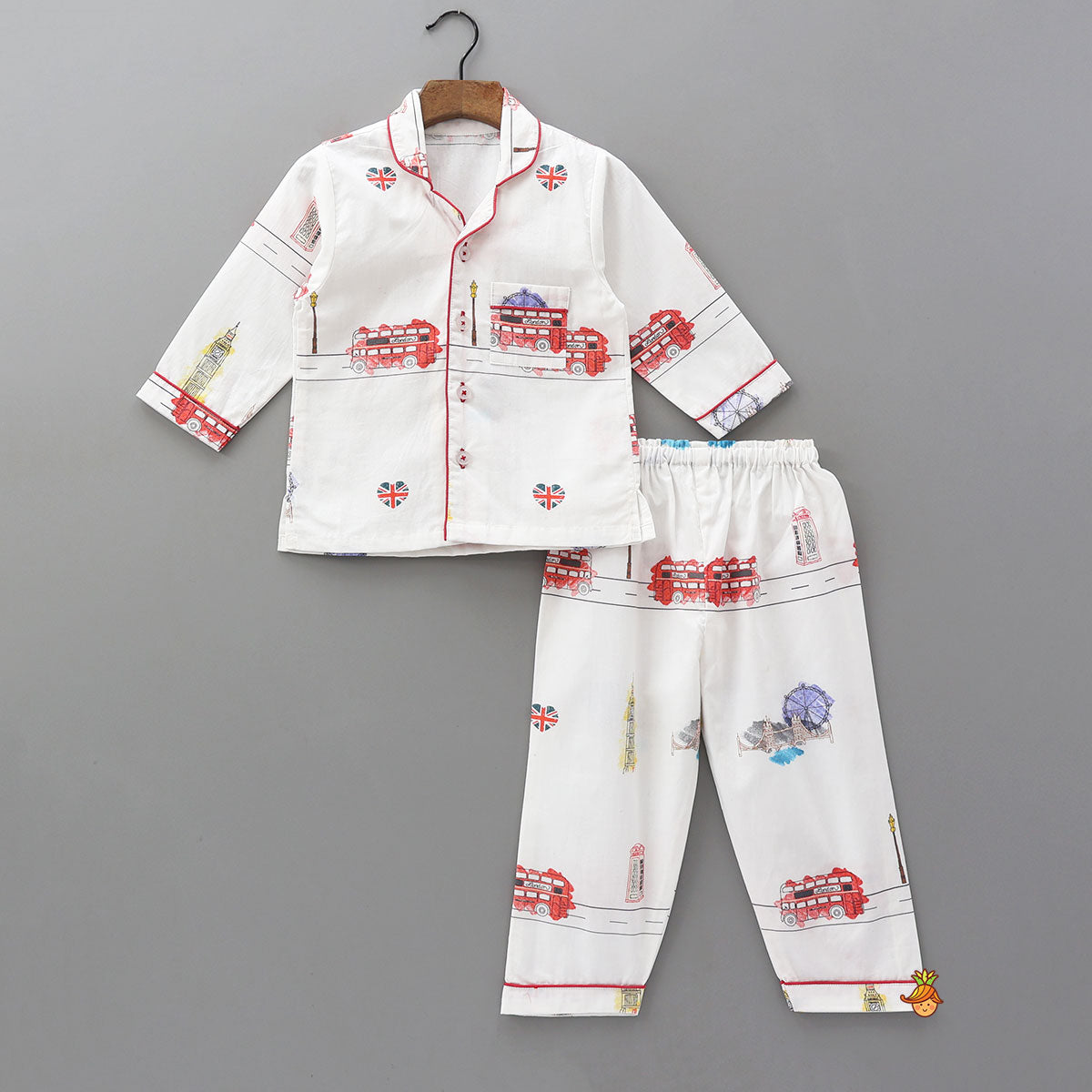Pre Order: Travel-Themed Printed Cotton Sleepwear