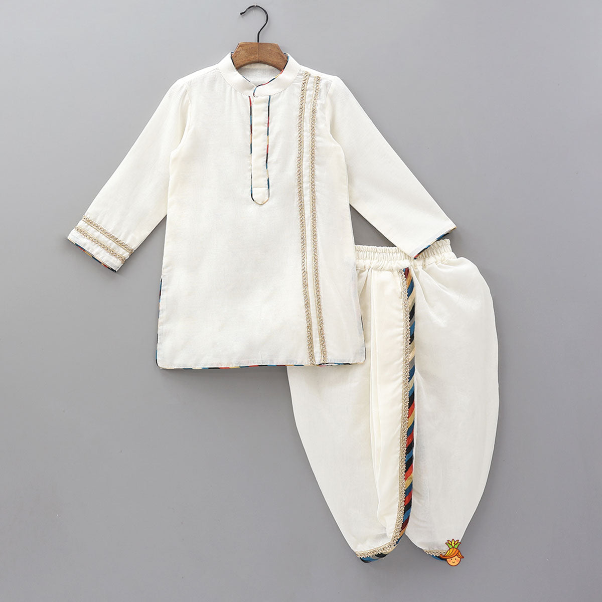 Pre Order: Lace Work Kurta And Matching Dhoti