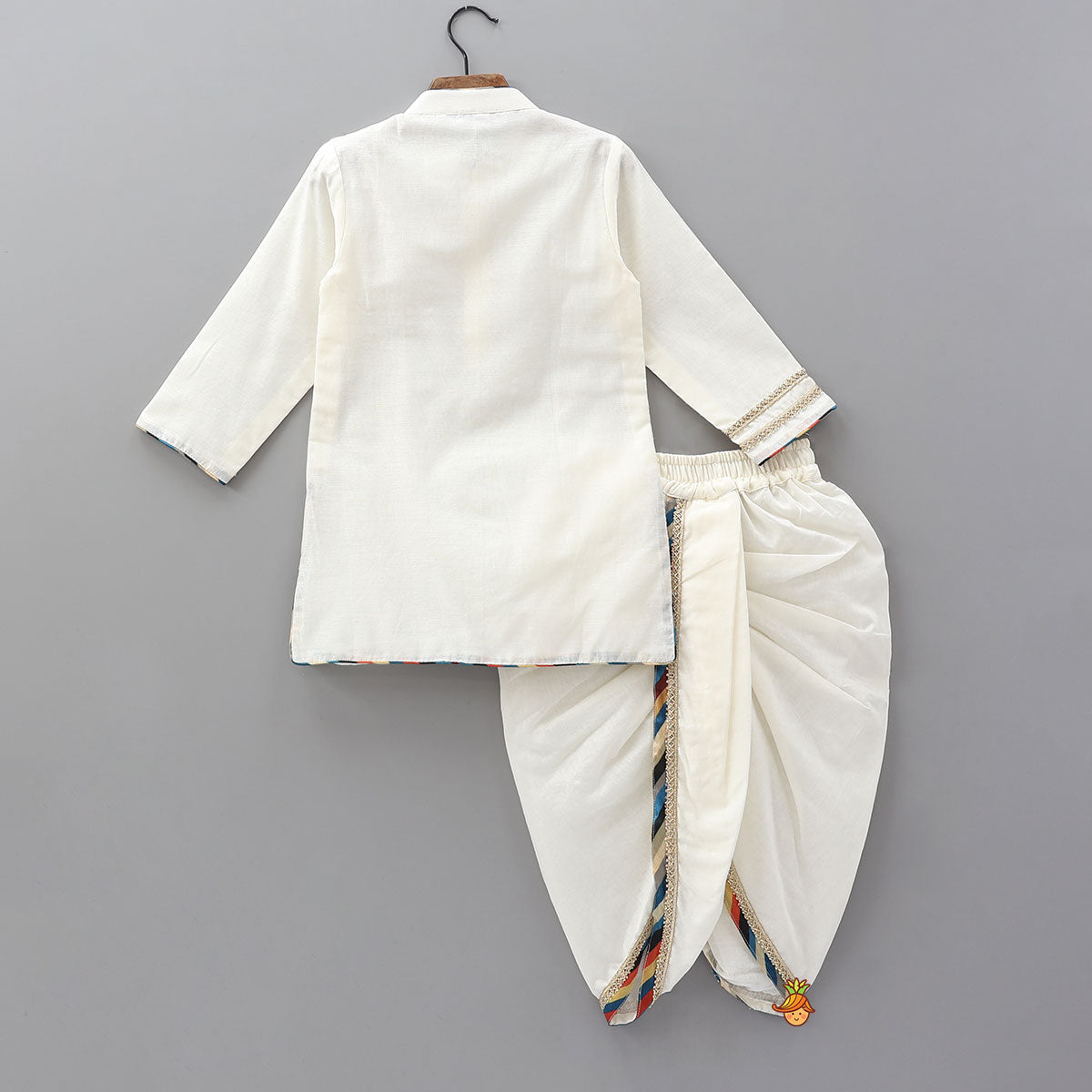 Pre Order: Lace Work Kurta And Matching Dhoti