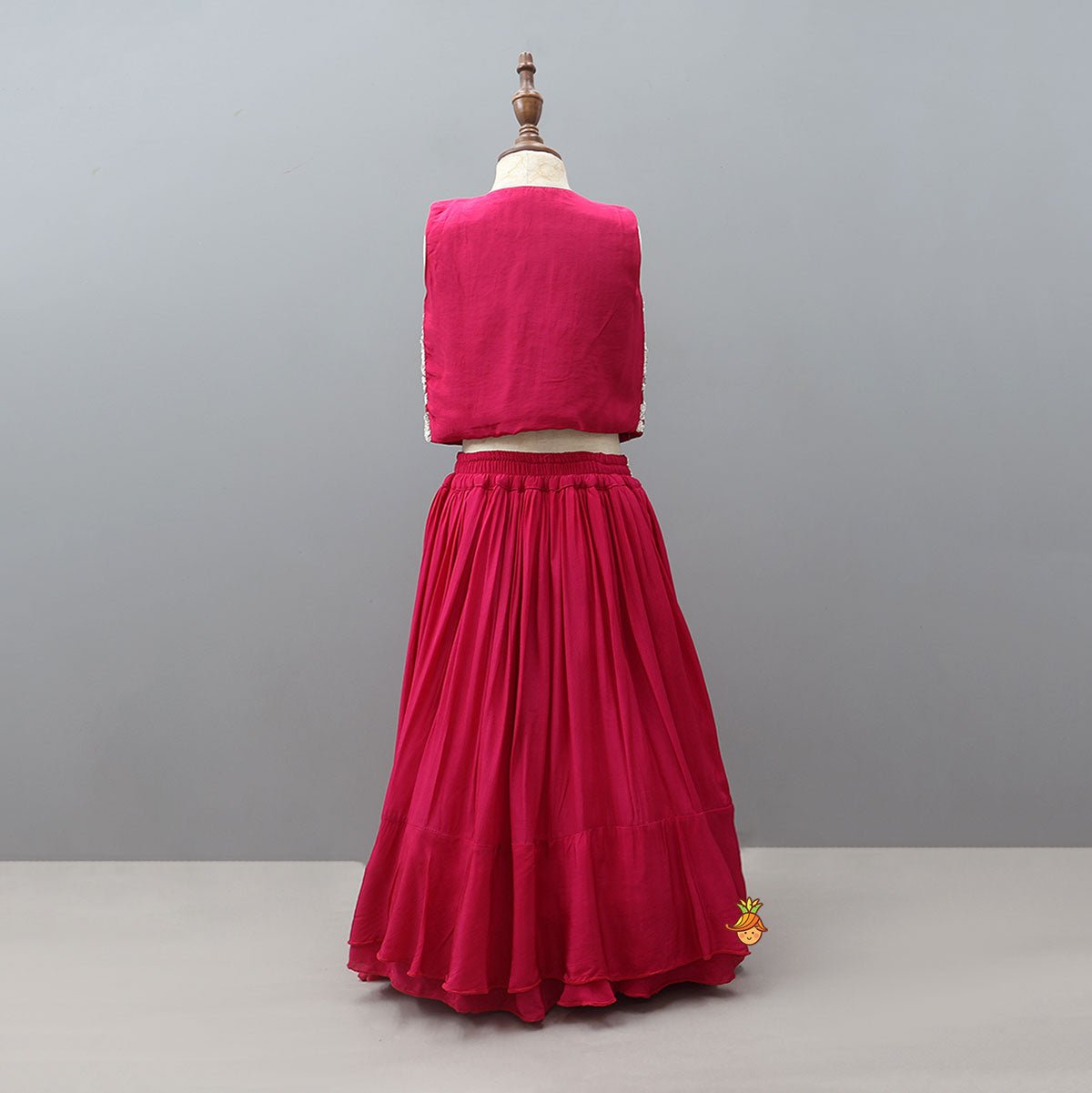 Pre Order: Stylish Front-Cut Top With Pleated Lehenga And Dupatta