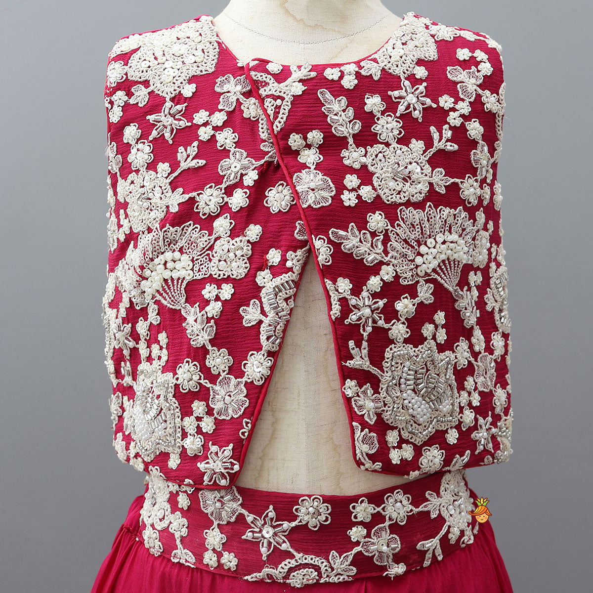 Pre Order: Stylish Front-Cut Top With Pleated Lehenga And Dupatta