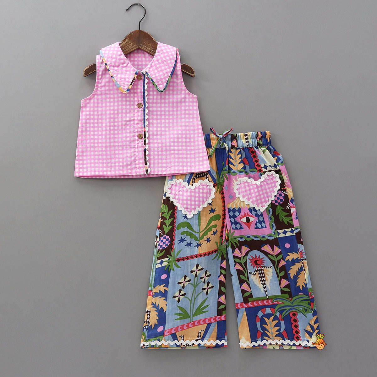 Pre Order: Whimsical Printed Sleepwear Set With Tote Bag, Eye Mask And Scrunchie