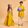 Sequins And Thread Embroidered Crop Top With Lehenga twinning model image 2