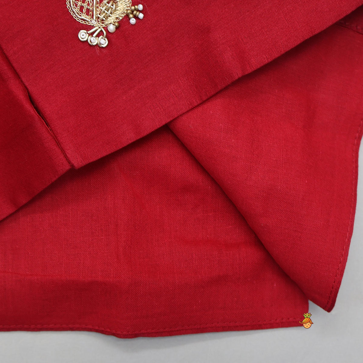 Pre Order: Pin Tuck Front Placket Kurta With Hand Embroidered Jacket And Pleated Dhoti