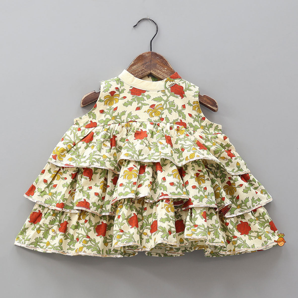 Pre Order: Triple Layered Printed Top And Lehenga