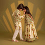 Triple Layered Printed Top And Lehenga twinning model image 4