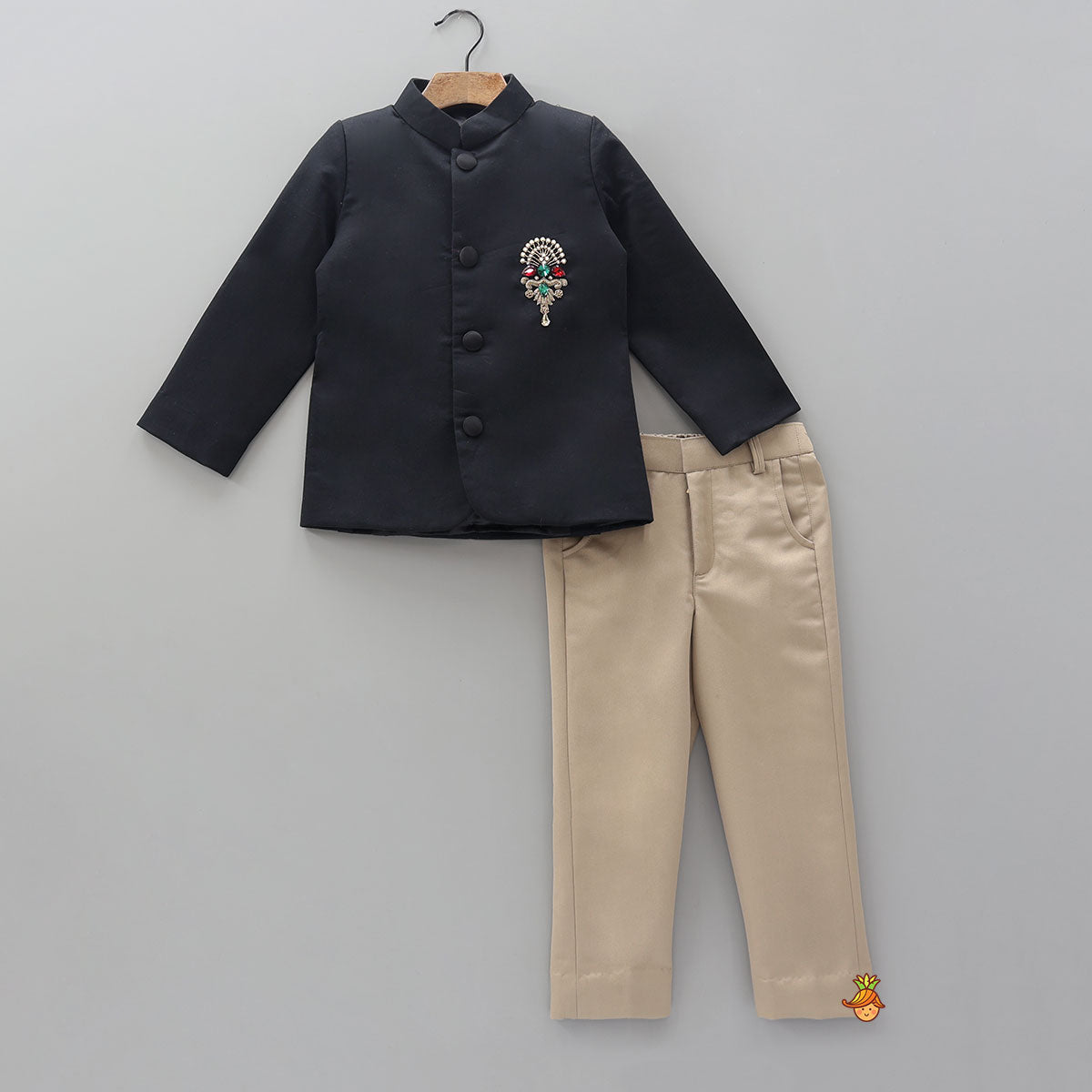 Pre Order: Dabka Hand Embroidered Motif Sherwani and Pant