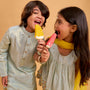 Vibrant Birds Embroidered Buti Detailed Kurta With Pyjama twinning model image 1