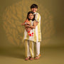 Tassels And Embroidered Patchwork Detailed Striped Top And Palazzo twinning model image 3