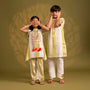 Sheen Floral Patchwork Stripe Kurta With Pyjama twinning model image 2