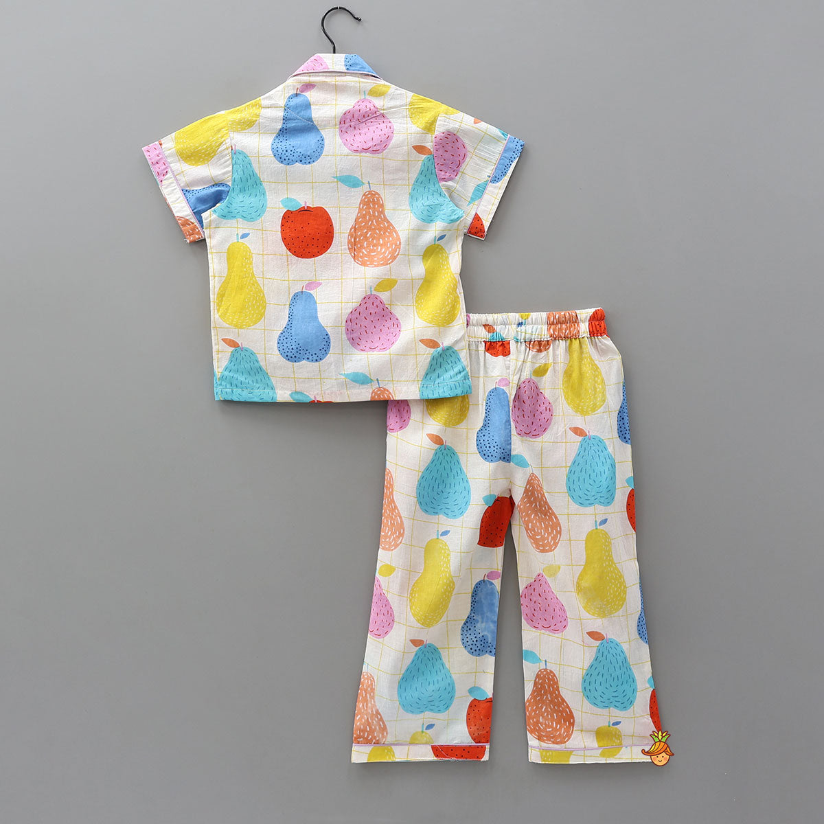 Pre Order: Checked Hand Block Fruit Printed Sleepwear Set