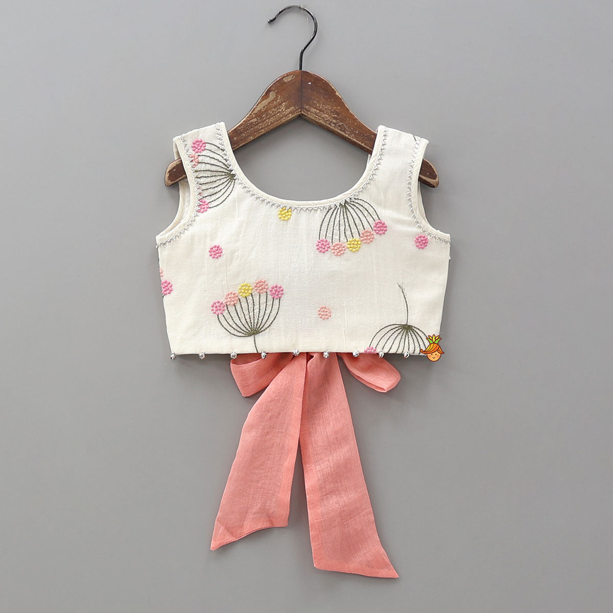 Pre Order: Soft Floral Tie Back Crop Top With Lehenga