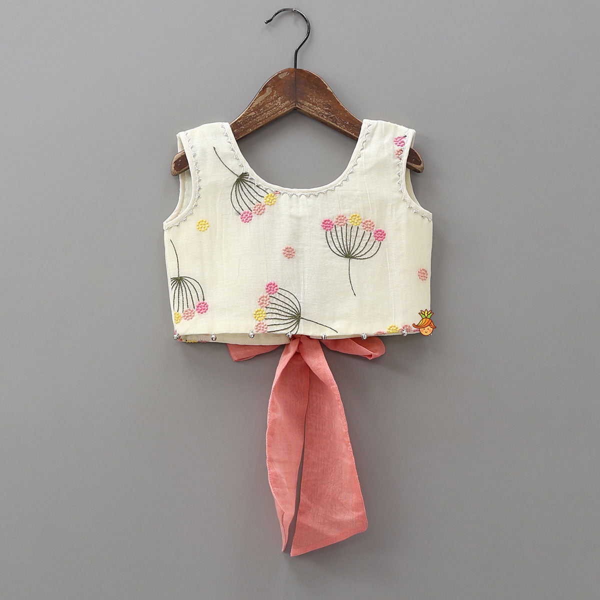 Pre Order: Soft Floral Tie Back Crop Top With Lehenga