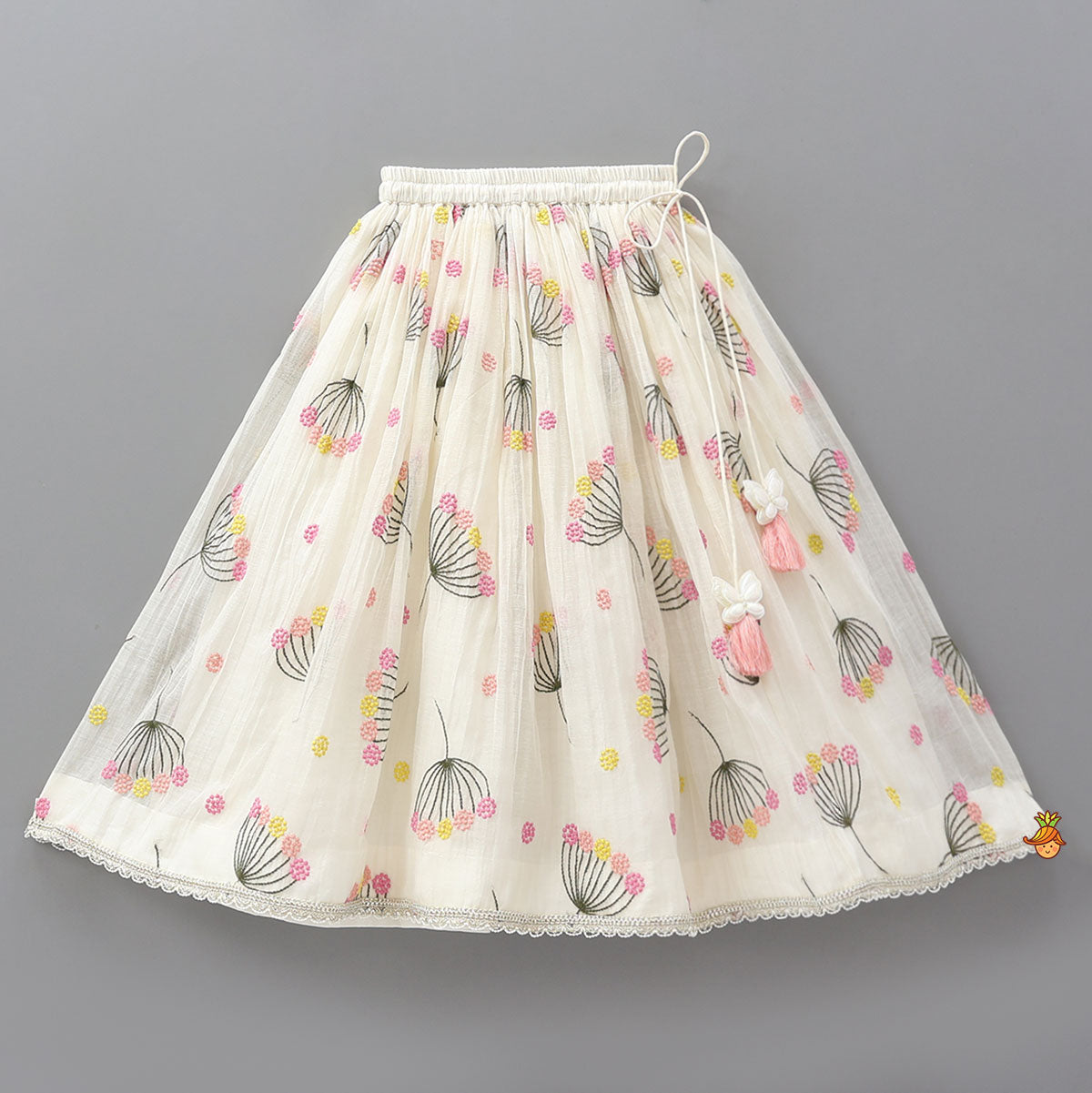 Pre Order: Soft Floral Tie Back Crop Top With Lehenga