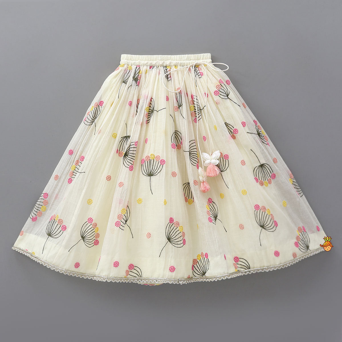 Pre Order: Soft Floral Tie Back Crop Top With Lehenga