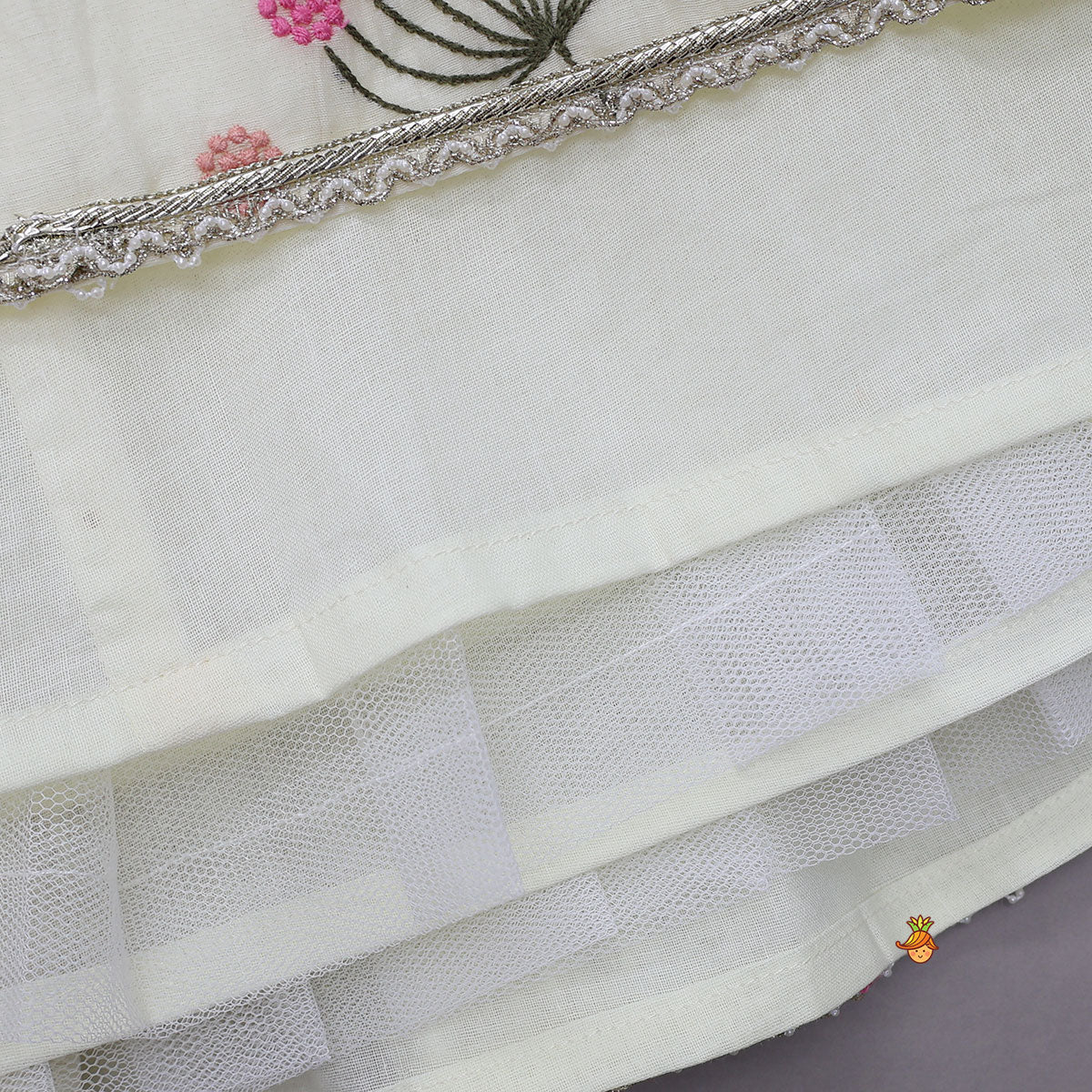 Pre Order: Soft Floral Tie Back Crop Top With Lehenga