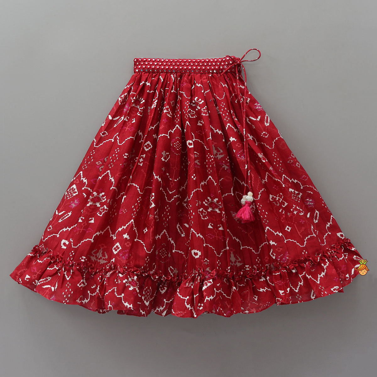 Pre Order: Scalloped Crop Top And Lehenga