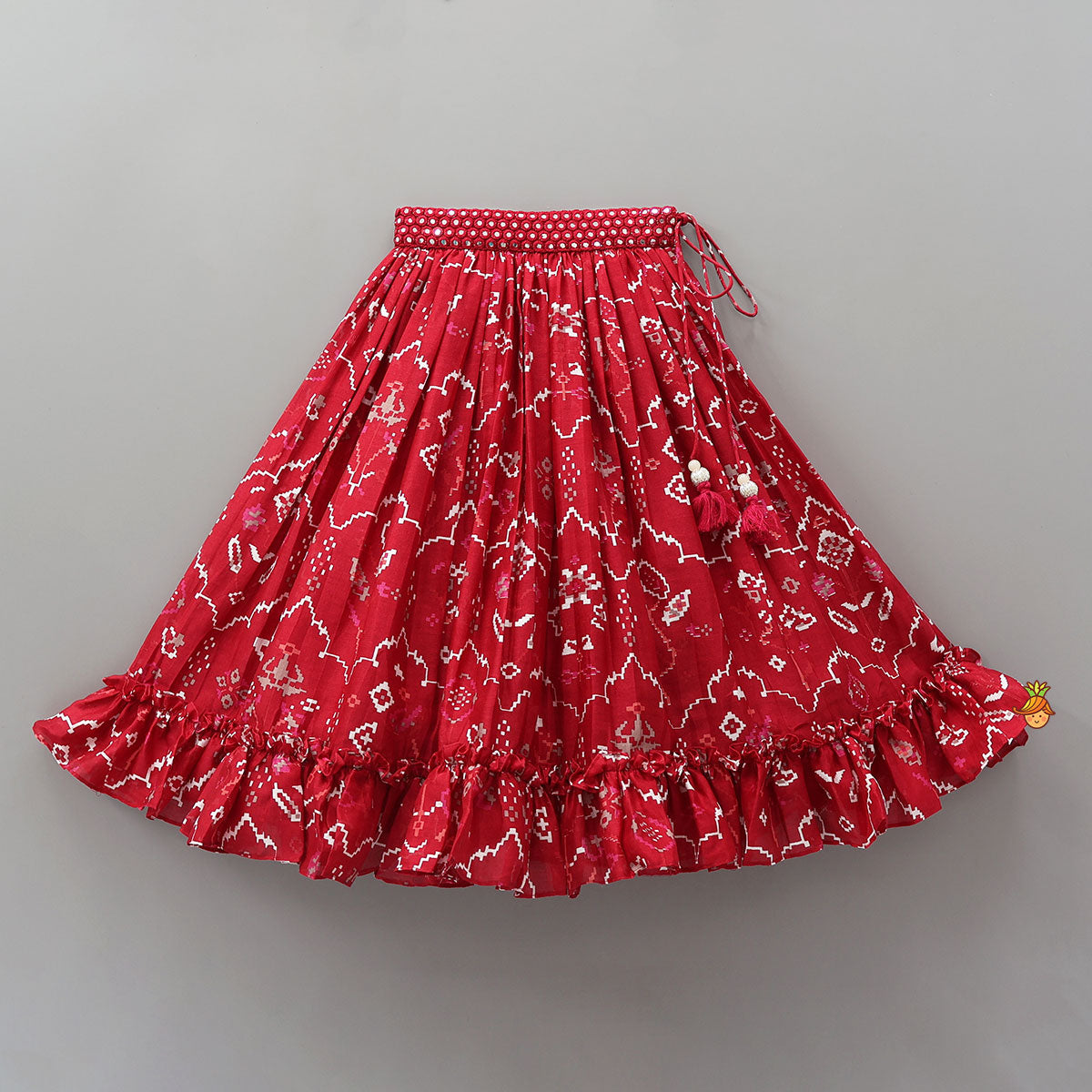 Pre Order: Scalloped Crop Top And Lehenga