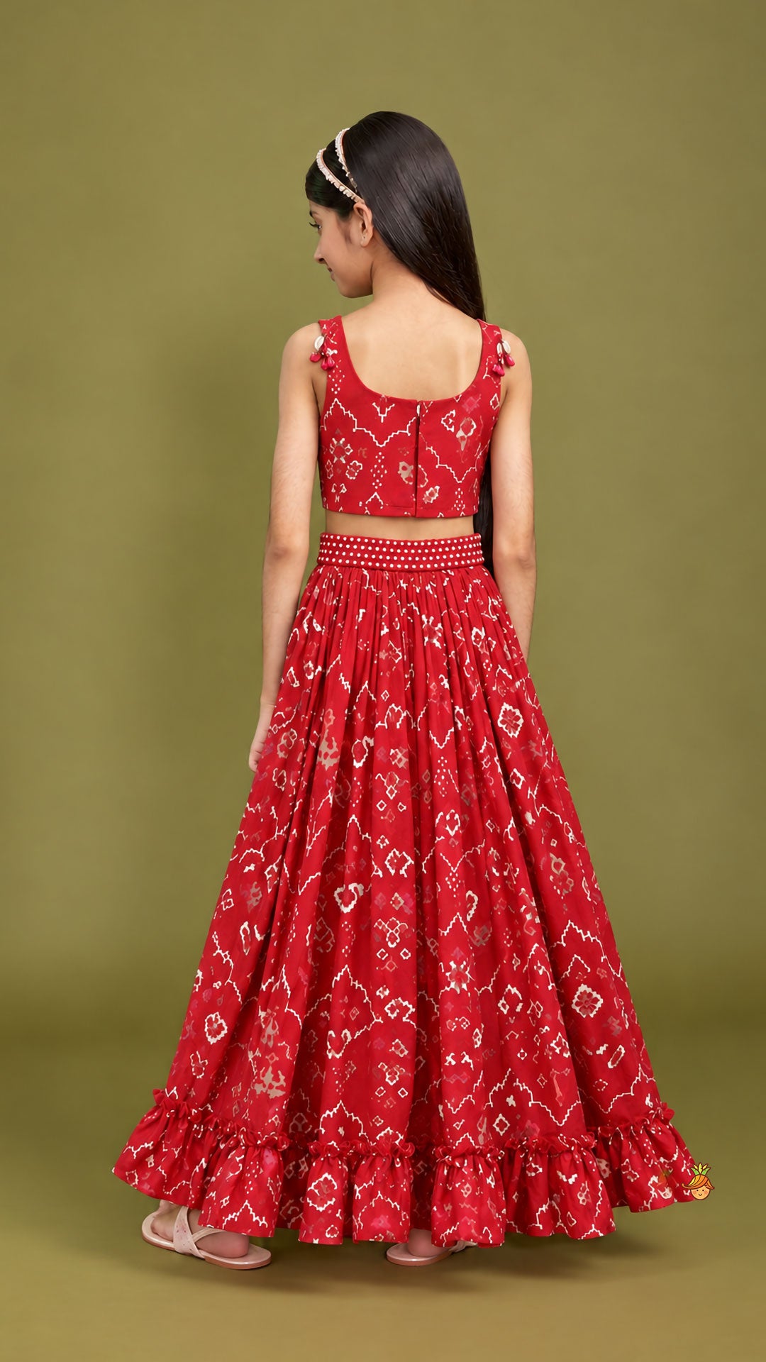 Pre Order: Scalloped Crop Top And Lehenga