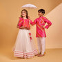 Faux Pocket Detail Leheriya Printed Kurta And Pyjama twinning model image 1